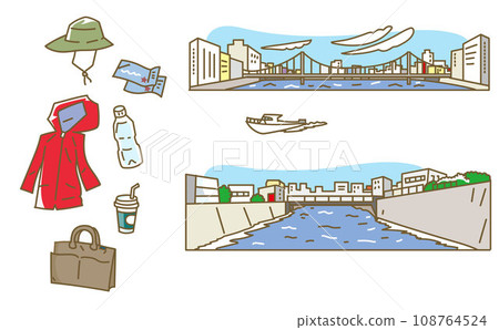 城市水邊度假插畫集 城市水邊度假插畫集 108764524