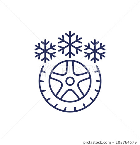 winter tire line icon on white winter tire line icon on white 108764579