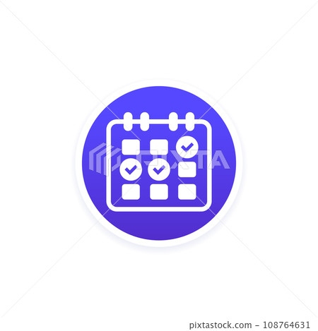 calendar, schedule vector icon with check marks calendar, schedule vector icon with check marks 108764631