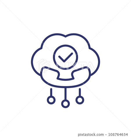 Voip telephony line icon with a cloud 108764634