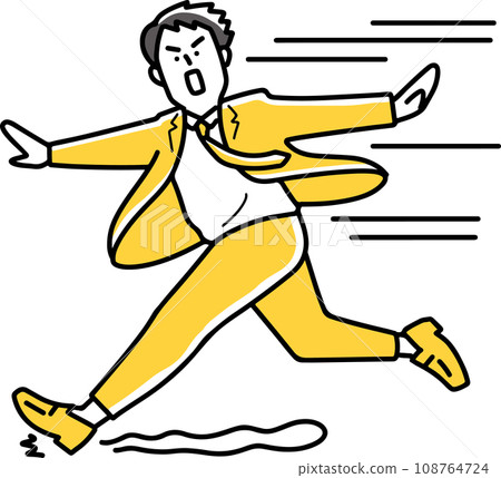 A male employee notices something while running 108764724