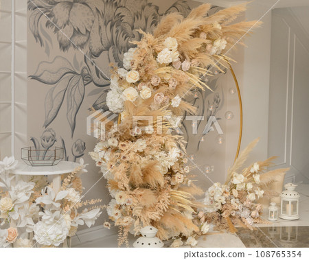 Gentle pastel photo zone for celebrating solemn events 108765354