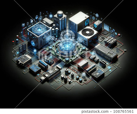 Integrated circuit terminal overhead view - Generative AI 108765561