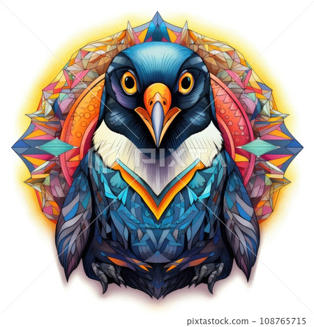 Colorful penguin mandala art. Design print for t-shirt Colorful penguin mandala art. Design print for t-shirt 108765715