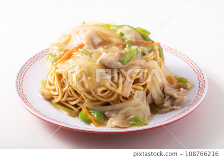Ankake hard yakisoba [pork belly, Chinese cabbage, carrot, green pepper] Extra thick noodles 108766216