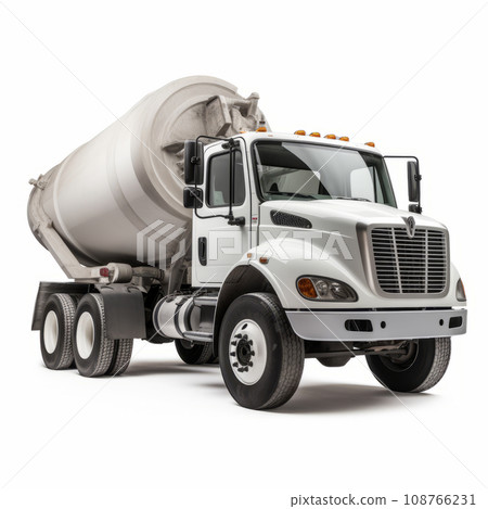 Cement delivery lorry. Concrete mixer truck isolated on white background. Cement delivery lorry. Concrete mixer truck isolated on white background. 108766231