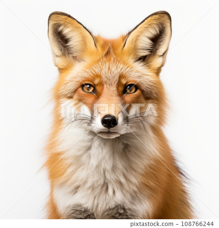 Portrait red fox, isolated on white. Wildlife nature 108766244