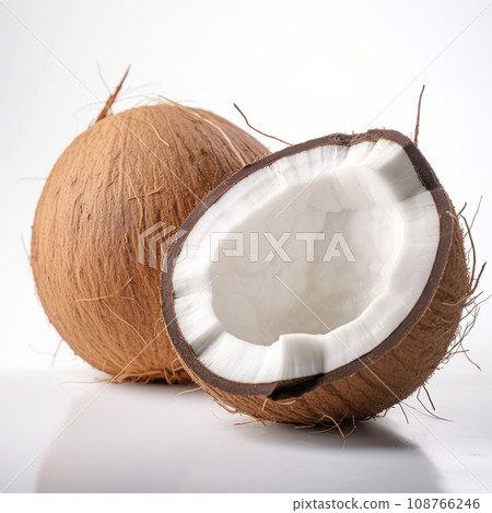 Fresh ripe tropical coconuts isolated on a white background. Fresh ripe tropical coconuts isolated on a white background. 108766246