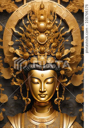 a Golden Buddhas(Guanyin) robot a Golden Buddhas(Guanyin) robot 108766376
