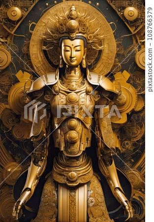 a Golden Buddhas(Guanyin) robot  108766379