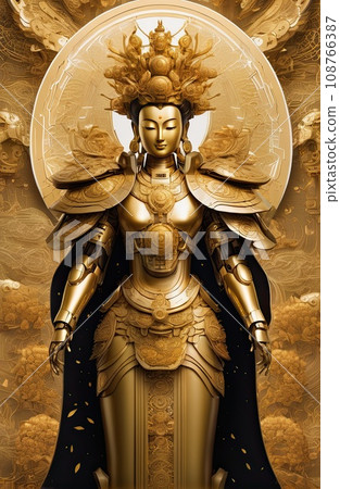 a Golden Buddhas(Guanyin) robot  108766387