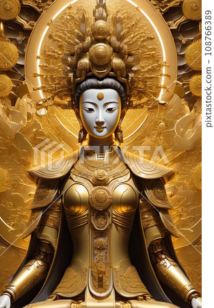 a Golden Buddhas(Guanyin) robot  108766389