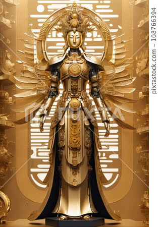 a Golden Buddhas(Guanyin) robot  108766394