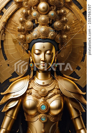 a Golden Buddhas(Guanyin) robot  108766397