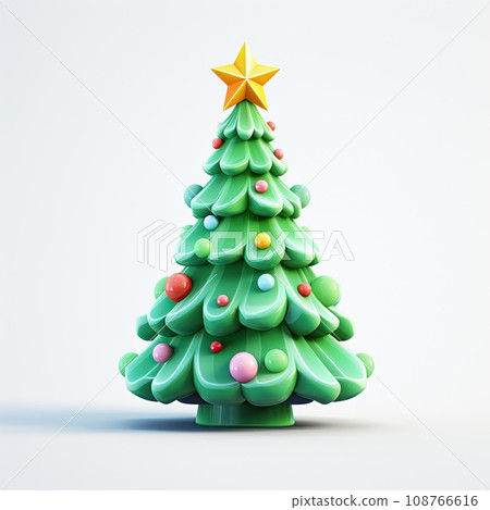 3d green Christmas tree on white background. Generative AI 3d green Christmas tree on white background. Generative AI 108766616