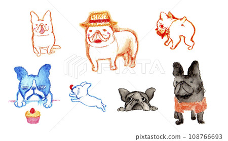 Cute french bulldog illustration set 108766693
