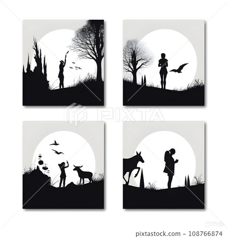 people silhouette isolated human person male female business black generative Ai. silhouette people group team illustration community crowd background young white businessman silhouette activity. 108766874