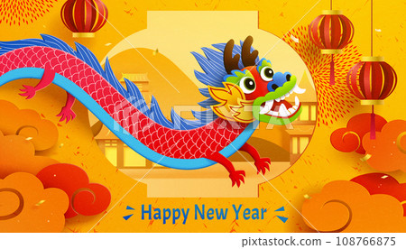 Paper art CNY greeting card Paper art CNY greeting card 108766875