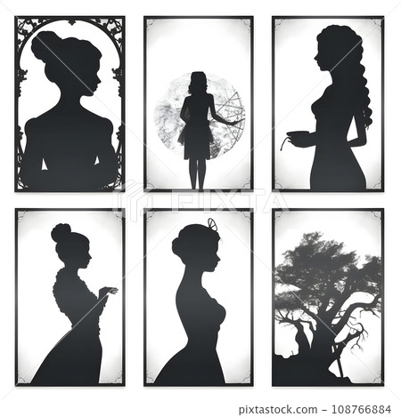 people silhouette isolated human person male female business black generative Ai. silhouette people group team illustration community crowd background young white businessman silhouette activity. 108766884