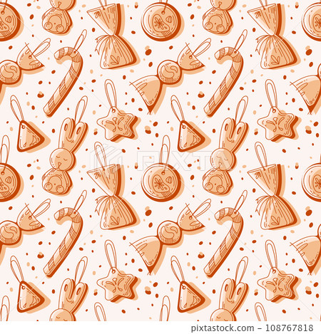 Seamless christmas pattern with sweets 108767818