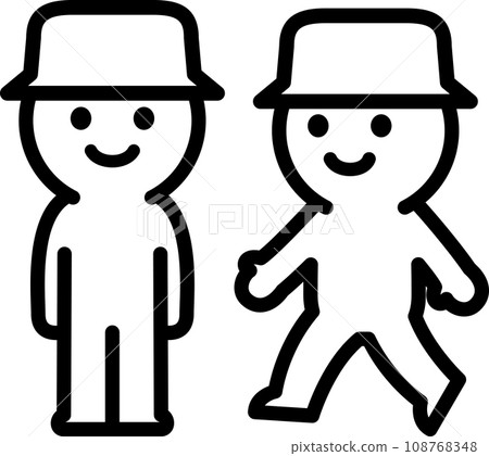Icons of walking and standing people Icons of walking and standing people 108768348