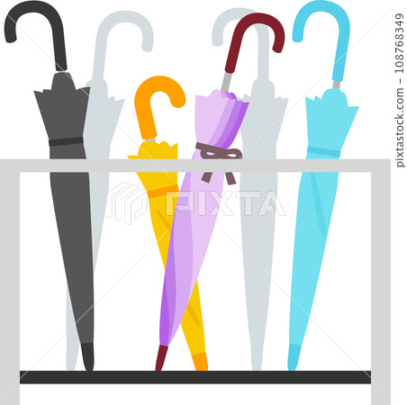 Umbrella stand with many umbrellas Umbrella stand with many umbrellas 108768349