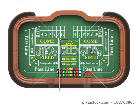 Top view of craps table isolated on white background - 3D illustration  108768963