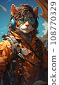 human cat aviator in uniform, illustration 108770329