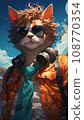 human cat explorer in uniform, illustration 108770354