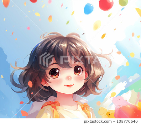 手绘卡通可爱的孩子儿童节插画 手绘卡通可爱的孩子儿童节插画 108770640
