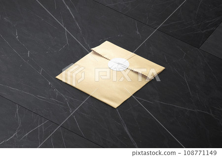 Blank craft square paper bag with sticker mockup Blank craft square paper bag with sticker mockup 108771149
