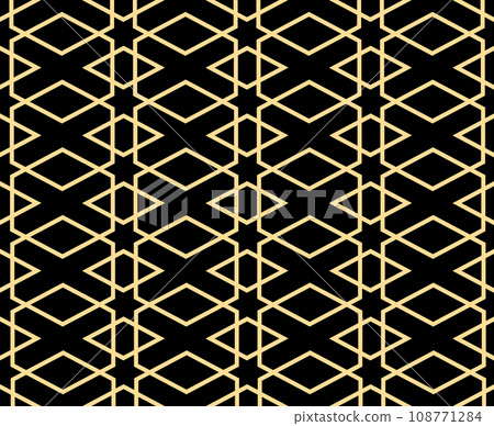 The geometric pattern with lines. Seamless vector background. Gold and black texture. Graphic modern pattern. Simple lattice graphic design The geometric pattern with lines. Seamless vector background. Gold and black texture. Graphic modern pattern. Simple lattice graphic design 108771284