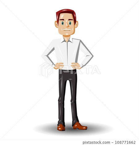 A man standing isolated on white background. Cartoon style. 108771662