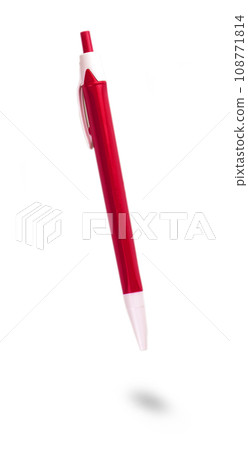 Red ballpoint pen isolated on white background Red ballpoint pen isolated on white background 108771814