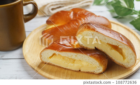 cream bread and coffee cream bread and coffee 108772636