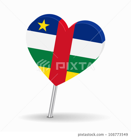 Central African Republic flag heart-shaped map pointer layout. Vector illustration. Central African Republic flag heart-shaped map pointer layout. Vector illustration. 108773549