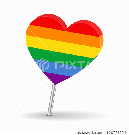 LGBT pride flag heart-shaped map pointer layout. Vector illustration. LGBT pride flag heart-shaped map pointer layout. Vector illustration. 108773554