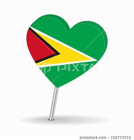 Guyanan flag heart-shaped map pointer layout. Vector illustration. Guyanan flag heart-shaped map pointer layout. Vector illustration. 108773558