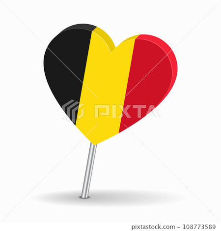 Belgian flag heart-shaped map pointer layout. Vector illustration. Belgian flag heart-shaped map pointer layout. Vector illustration. 108773589