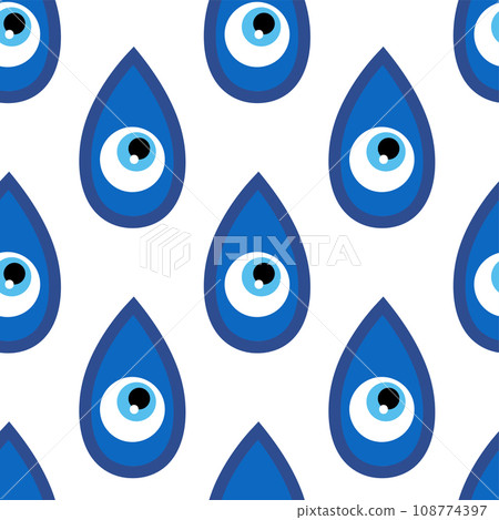 Seamless pattern with Turkish evil eye bead. Good luck. Turkish tile. Oriental ottoman design for wallpapers, pattern fills, textile Seamless pattern with Turkish evil eye bead. Good luck. Turkish tile. Oriental ottoman design for wallpapers, pattern fills, textile 108774397