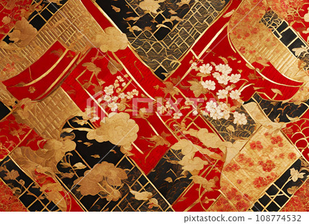 Gold red black Japanese style background material Gold red black Japanese style background material 108774532