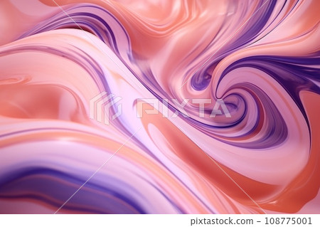 Liquid paint texture. Abstract background of colored floating liquid in violet orange pastel colors. Paint flows smoothly into each other, mixing in beautiful patterns. Close up. Art. Print, card Liquid paint texture. Abstract background of colored floating liquid in violet orange pastel colors. Paint flows smoothly into each other, mixing in beautiful patterns. Close up. Art. Print, card 108775001