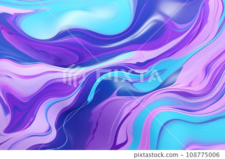 Liquid paint texture. Abstract background of colored floating liquid in violet turquoise blue pastel colors. Paint flows smoothly into each other, mixing in beautiful patterns. Copy space, Close up Liquid paint texture. Abstract background of colored floating liquid in violet turquoise blue pastel colors. Paint flows smoothly into each other, mixing in beautiful patterns. Copy space, Close up 108775006