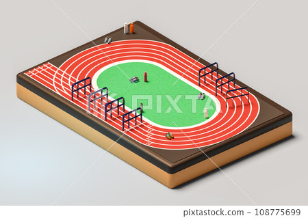3D isometric render of track and field stadium 108775699