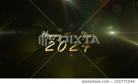 New year 2024, beautiful background, New Year celebration. Animated text that says Happy New Year 2024. Celebration to welcome the new year. 3D Illustration. 108775844