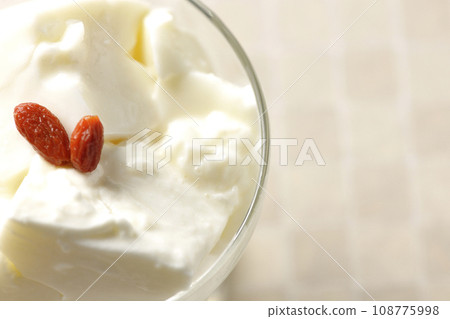 An overhead shot of the almond tofu in the dessert cup An overhead shot of the almond tofu in the dessert cup 108775998