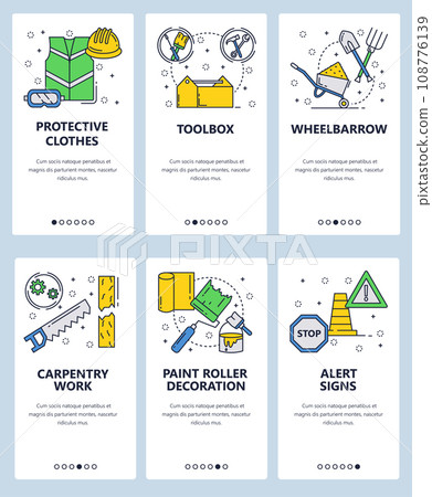 Vector line art web and mobile app template set 108776139