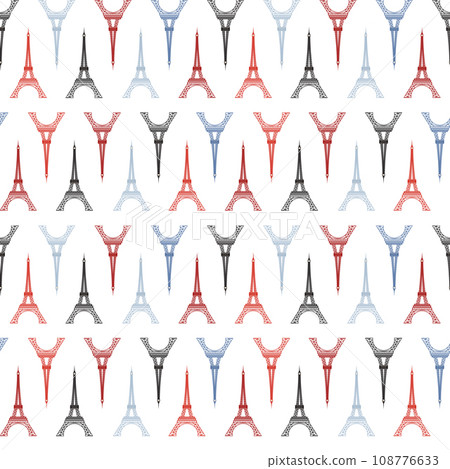 Travel Paris Seamless Pattern with Tower 108776633