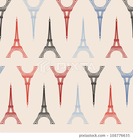 Travel Paris Seamless Pattern with Tower 108776635
