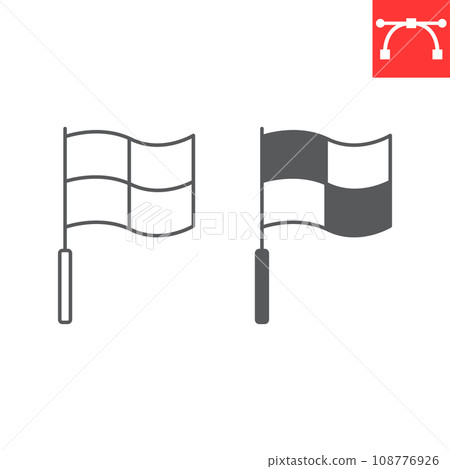 Referee flag line and glyph icon, sport and football, soccer corner flag vector icon, vector graphics, editable stroke outline sign, eps 10. 108776926